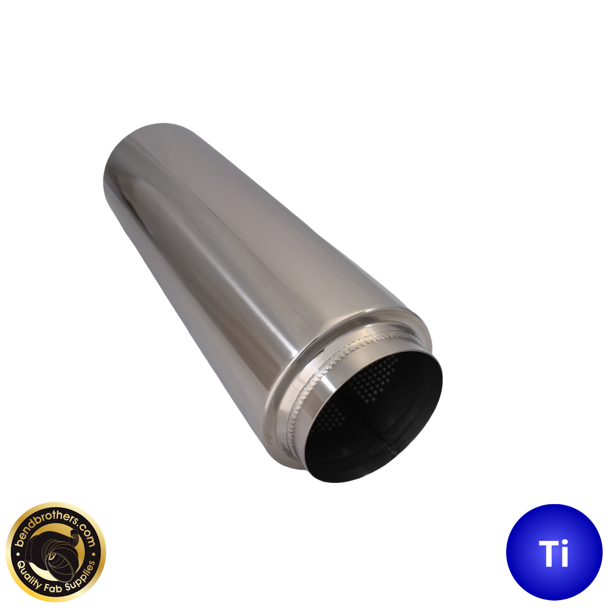 4" (101mm) In/Out Muffler Round 5" X 17" Long GR2 Titanium Bend Brothers