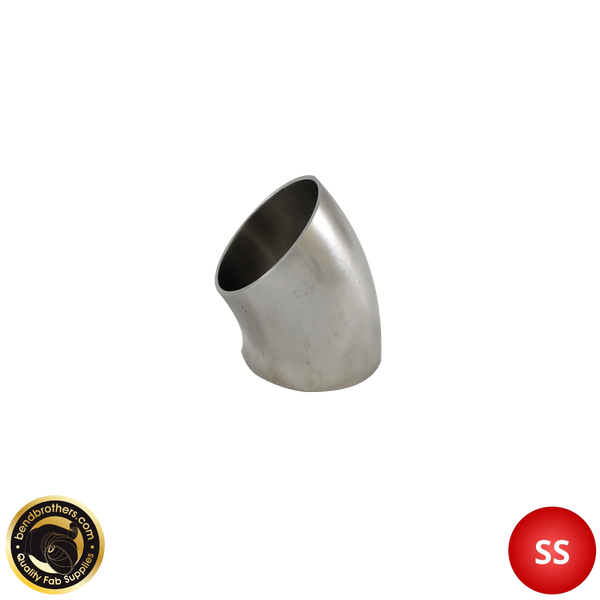 1.5" (38mm) 304 Stainless Steel 45° Elbow - 1.2D Radius - 1.6mm Wall