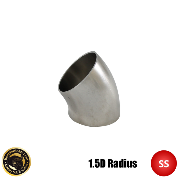 2" (51mm) 304 Stainless Steel 45° Elbow - 1.5D Radius - 1.6mm Wall