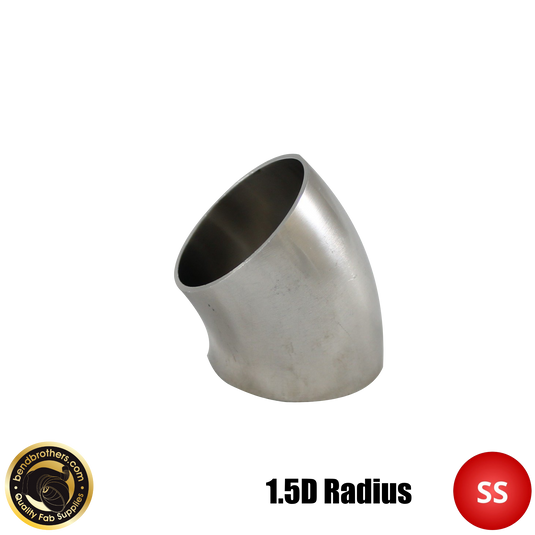 4.5" (114mm) 304 Stainless Steel 45° Elbow - 1.5D Radius - 2mm Wall