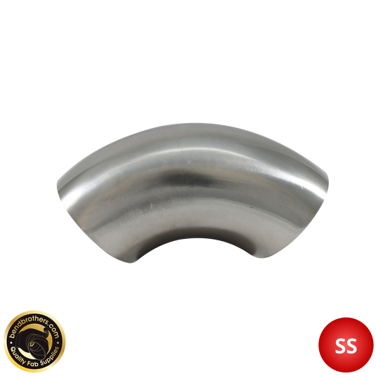 2.5" (63mm) 304 Stainless Steel 90° Elbow - 1.2D Radius - 1.6mm Wall - Unprepped