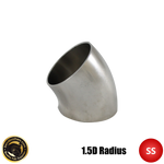 3" (76mm) 304 Stainless Steel 45° Elbow - 1.5D Radius - 1.6mm Wall