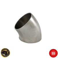 3.5" (89mm) 304 Stainless Steel 45° Elbow - 1.2D Radius - 1.6mm Wall