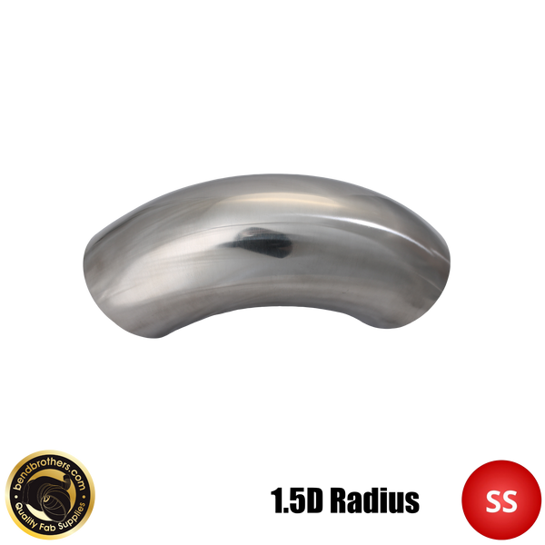 3.5" (89mm) 304 Stainless Steel 90° Elbow - 1.5D Radius - 1.6mm Wall