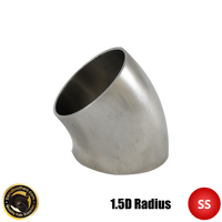 4" (101mm) 304 Stainless Steel 45° Elbow - 1.5D Radius - 1.6mm Wall