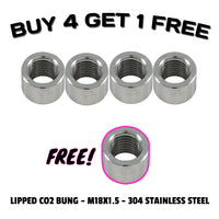 Buy 4 Get 1 FREE | 304 Stainless Steel O2 Oxygen Sensor Bung M18x1.5 | Lipped
